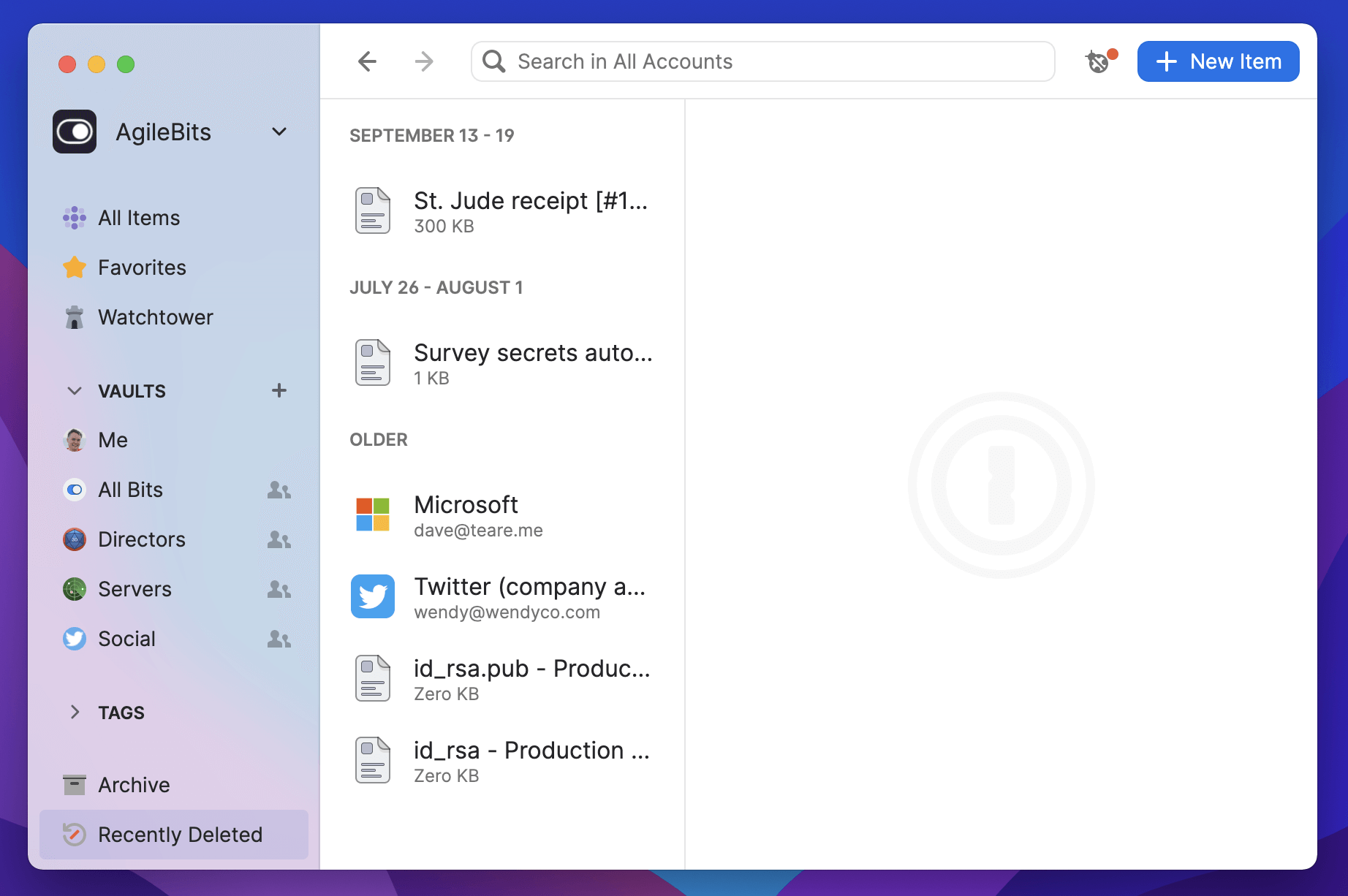 Viewing Recently Deleted items in the main 1Password app